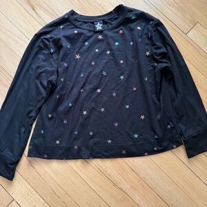 Girls PixieLane Long Sleeve Black Rainbow Star Foil Shirt Size 8